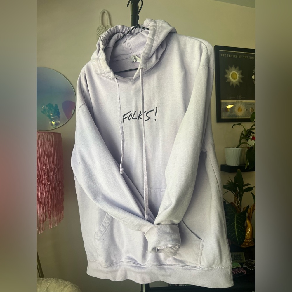 Kurtis Conner Light Purple Hoodie with 'FOLKS!' Print